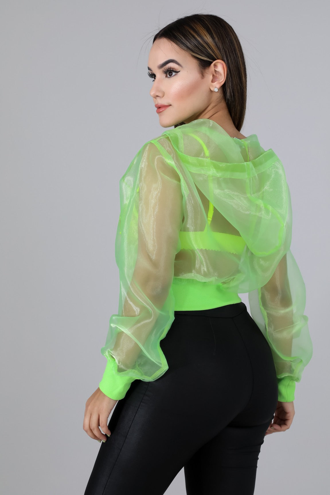 Sheer Bomber Pullover